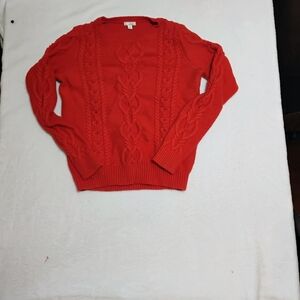 GAP Women's Vibrant Red Cable Knit Sweater